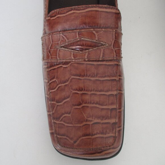 Easy Spirit Womens Brown Croco Penny Loafer w/2.5" Block Heel - Size 7.5M - Picture 5 of 10